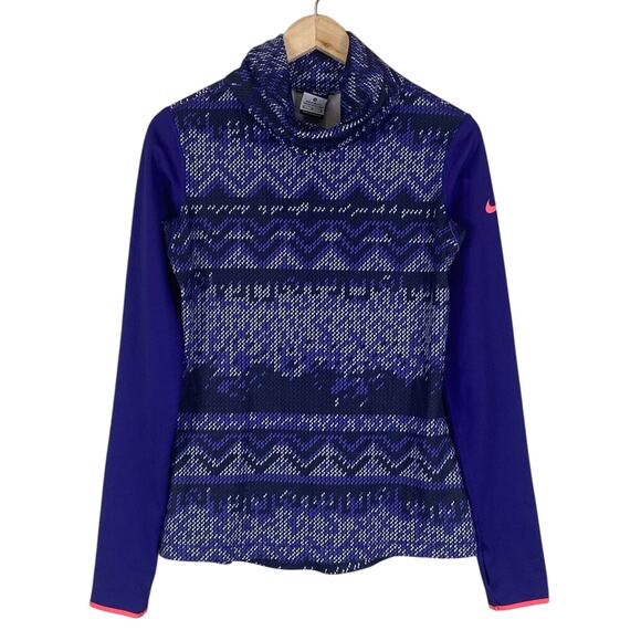 Nike Pro Hyperwarm Nordic Infinity Athletic Top Womens M Purple Funnel Neck - Picture 1 of 8